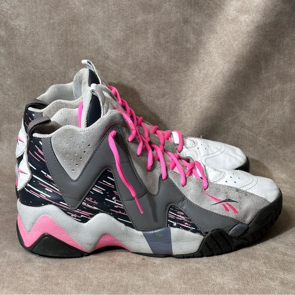 Men's Reebok Kamikaze 2 Mid Breast Cancer Awareness Gray/Pink Size 11 - Picture 4 of 6